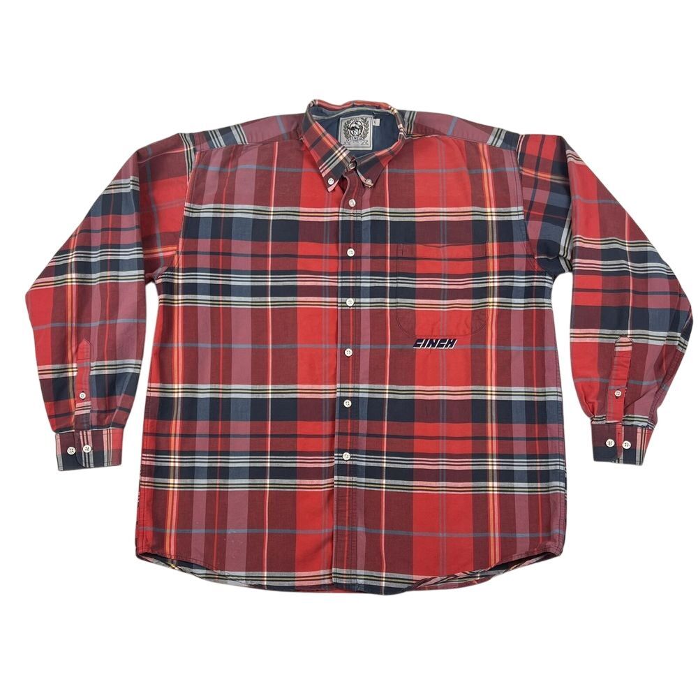 Cinch Shirt Mens Large Plaid Western‎ Button Down Long Sleeve Red Navy Cowboy